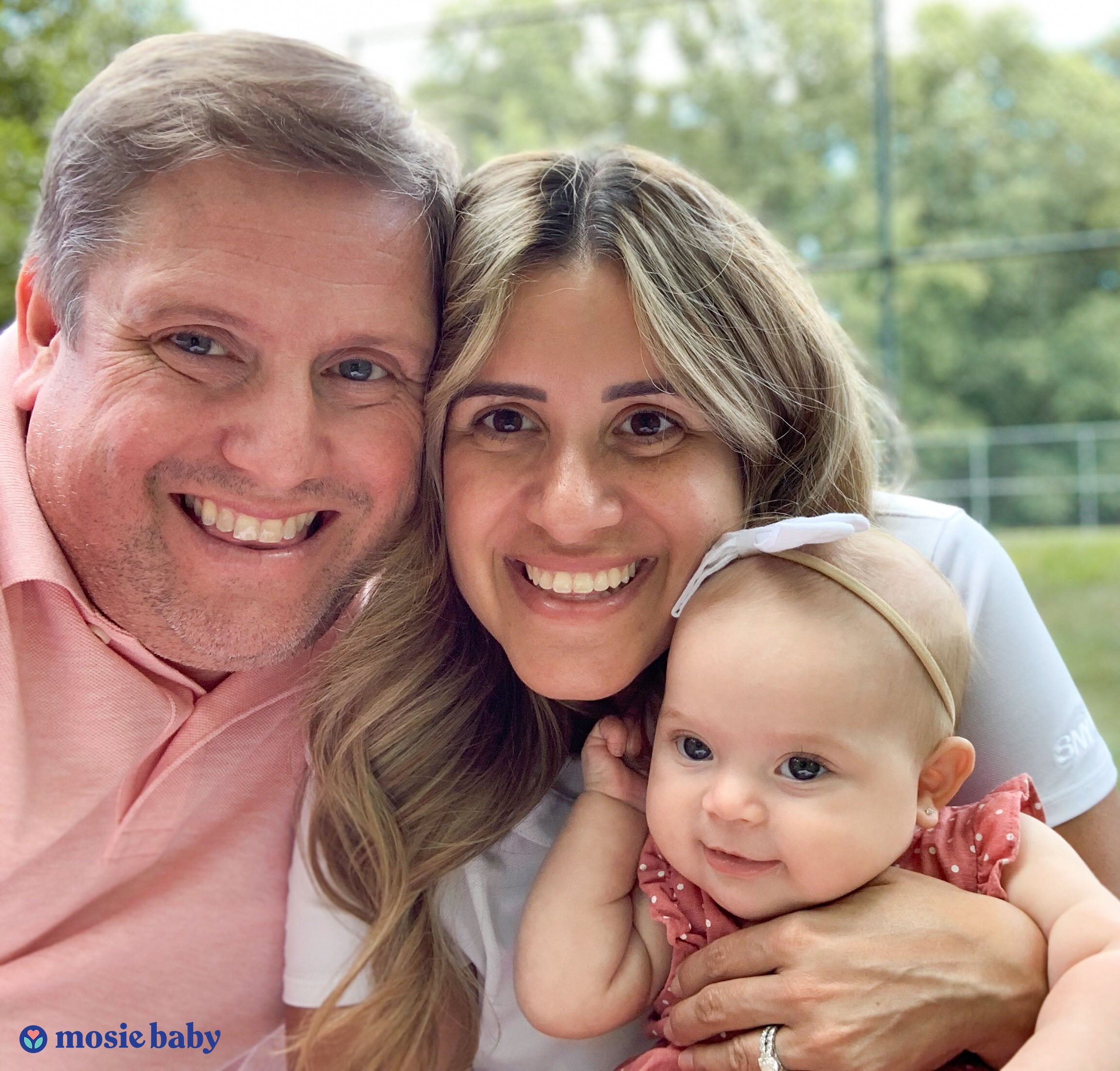 Mosie family with Mosie baby. They found success with Mosie after several rounds of IUI.